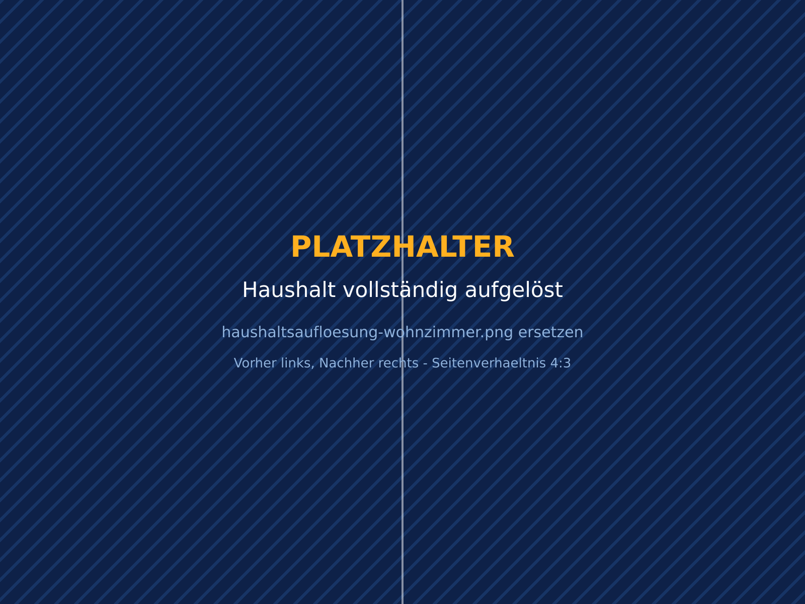 Vollständig eingerichtetes Wohnzimmer vor und nach der Haushaltsauflösung durch Fixum Objektservice